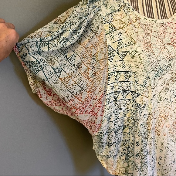 Anthropologie Eri & Ali Womens Boho Batwing Oversized Flowy Short Blouse Top S - Picture 2 of 12